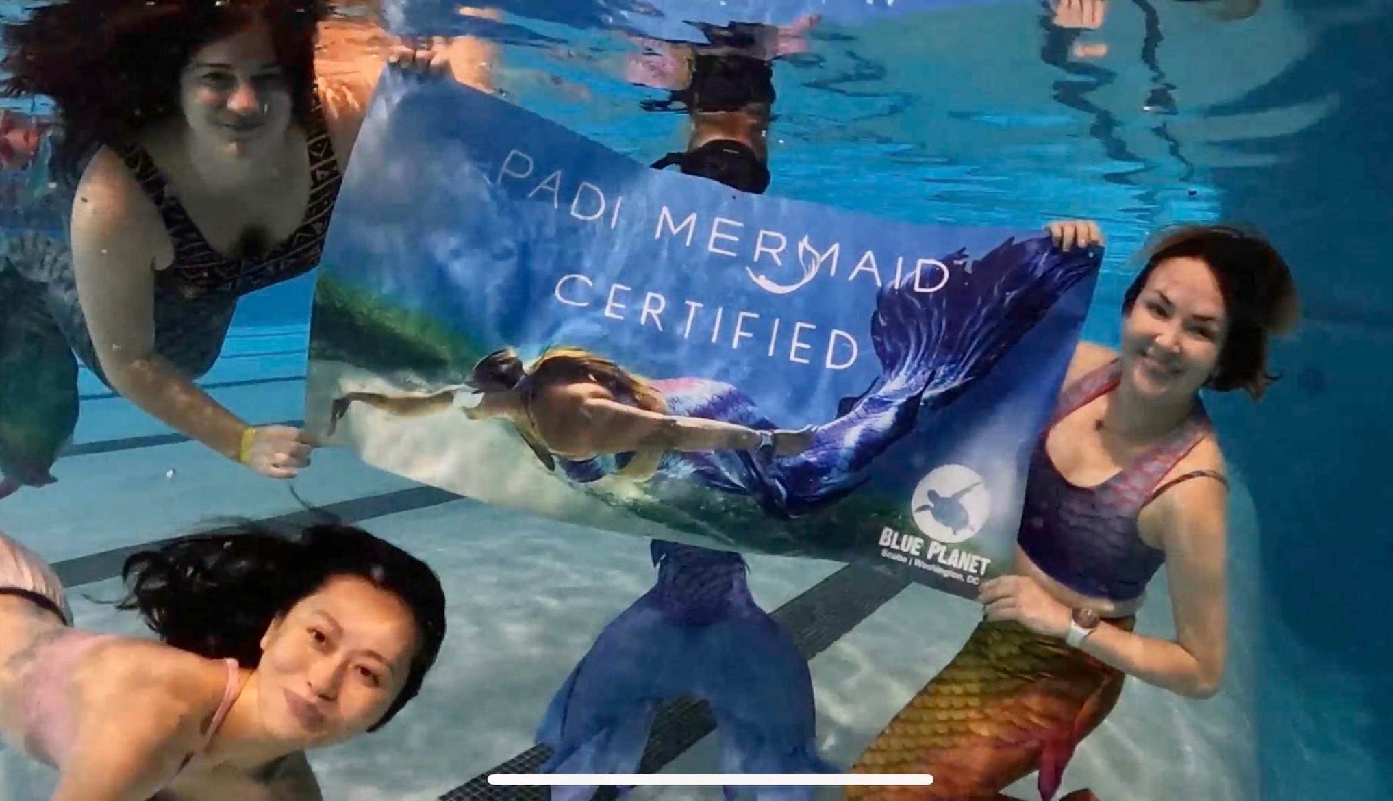 New PADI Mermaids celebrate in the pool